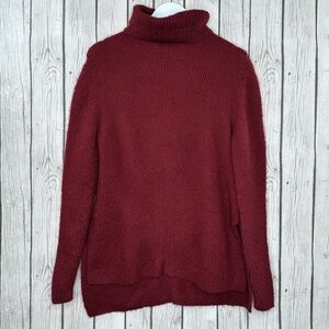 Sweet Romeo Sweater Women’s Size Small Red Abstract Rib Turtleneck Tunic NWOT